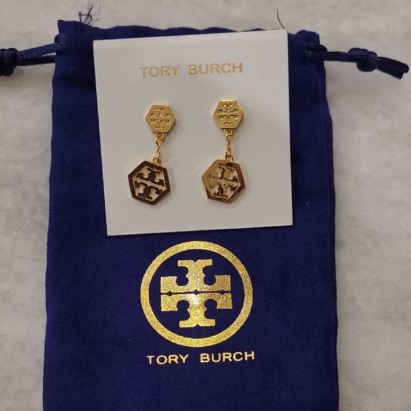 Tory Burch Gold Hexagon Earrings. NWOT. - Picture 4 of 5